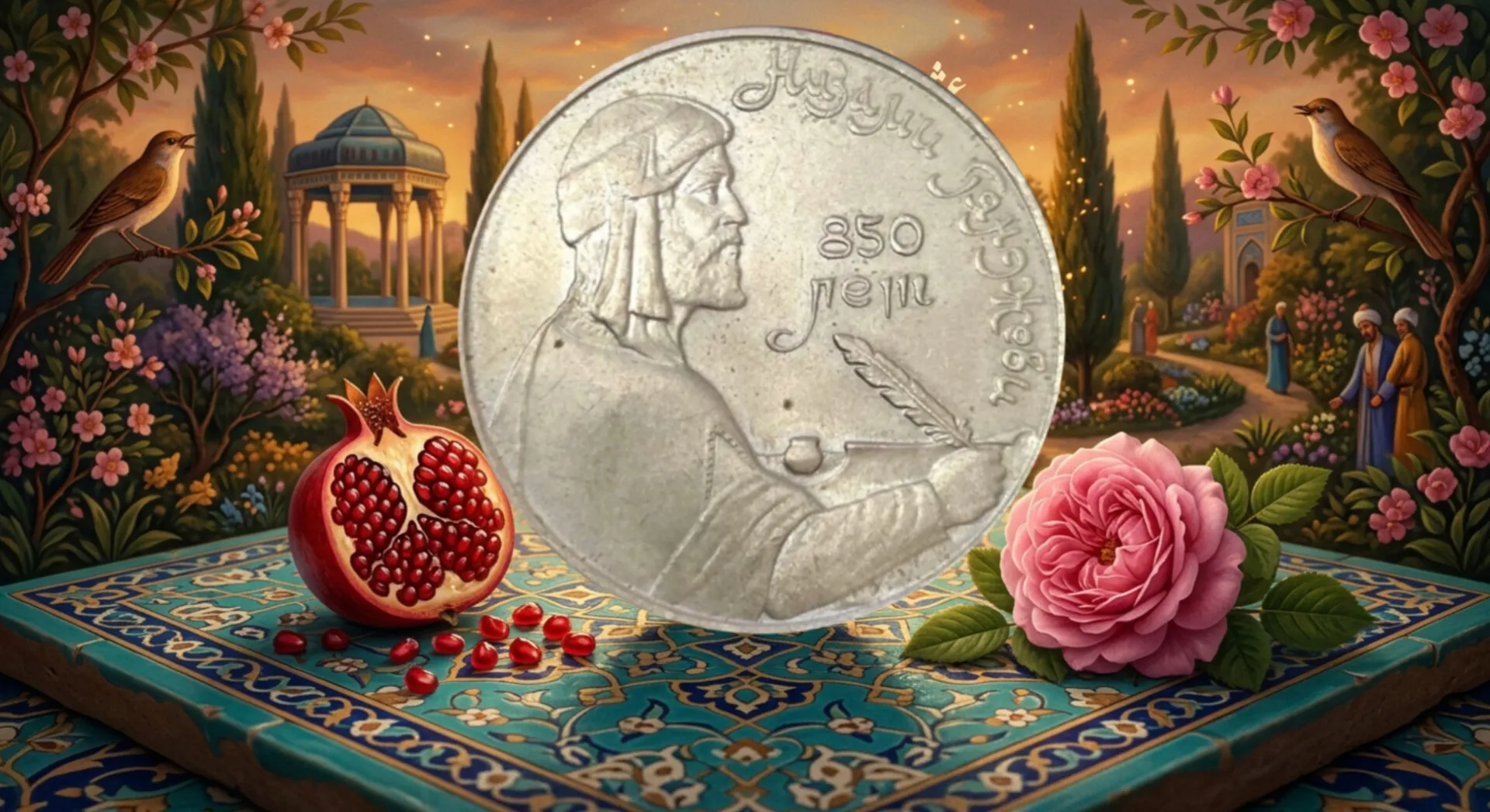 سکه 1 روبل روسیه یادبودی نظامی گنجوی شاعر ایرانی